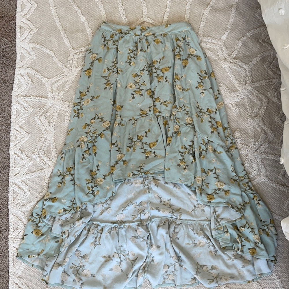Target Xhileration Hi-Low Blue Floral Maxi Skirt S